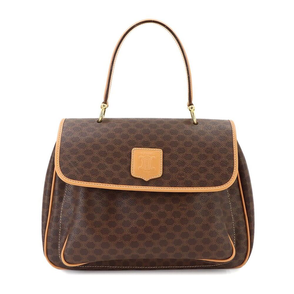 Celine Macadam Handbag, Leather, Brown, Gold Hardware